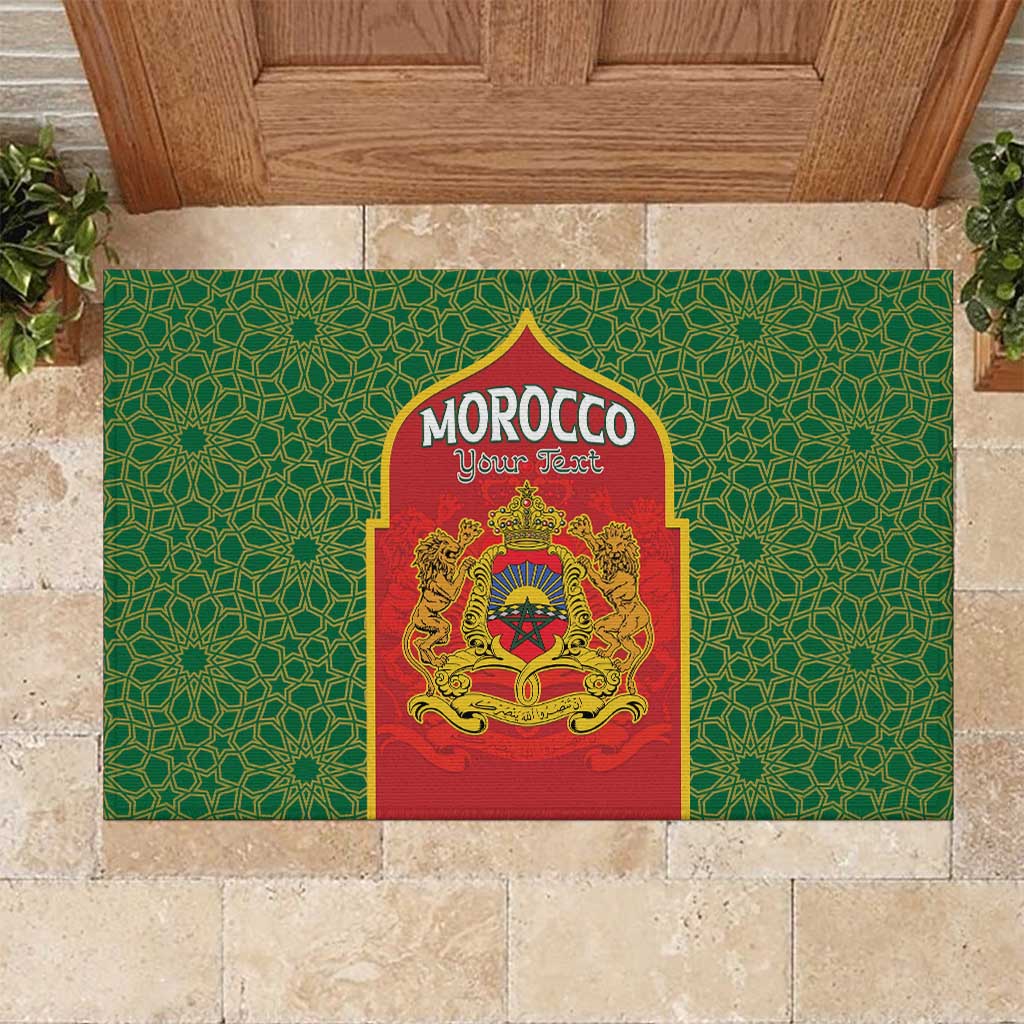 Personalized Morocco Throne Day Rubber Doormat King Lion Coat Of Arms