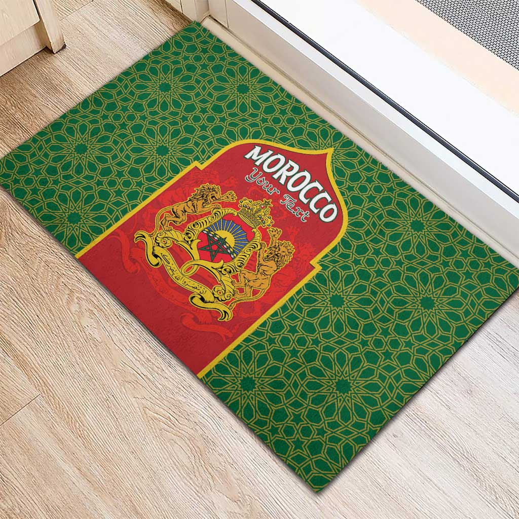 Personalized Morocco Throne Day Rubber Doormat King Lion Coat Of Arms