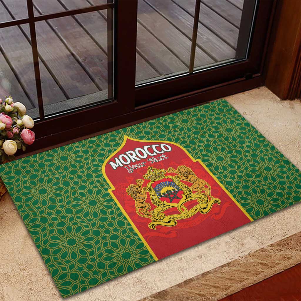Personalized Morocco Throne Day Rubber Doormat King Lion Coat Of Arms