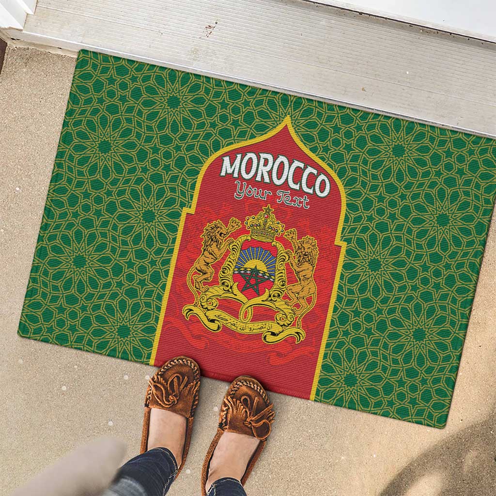 Personalized Morocco Throne Day Rubber Doormat King Lion Coat Of Arms