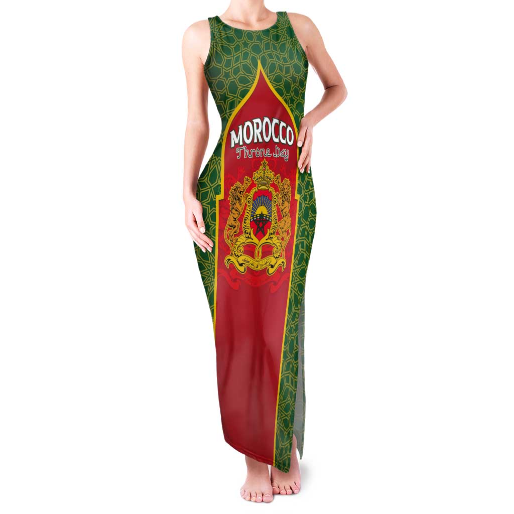 Personalized Morocco Throne Day Tank Maxi Dress King Lion Coat Of Arms