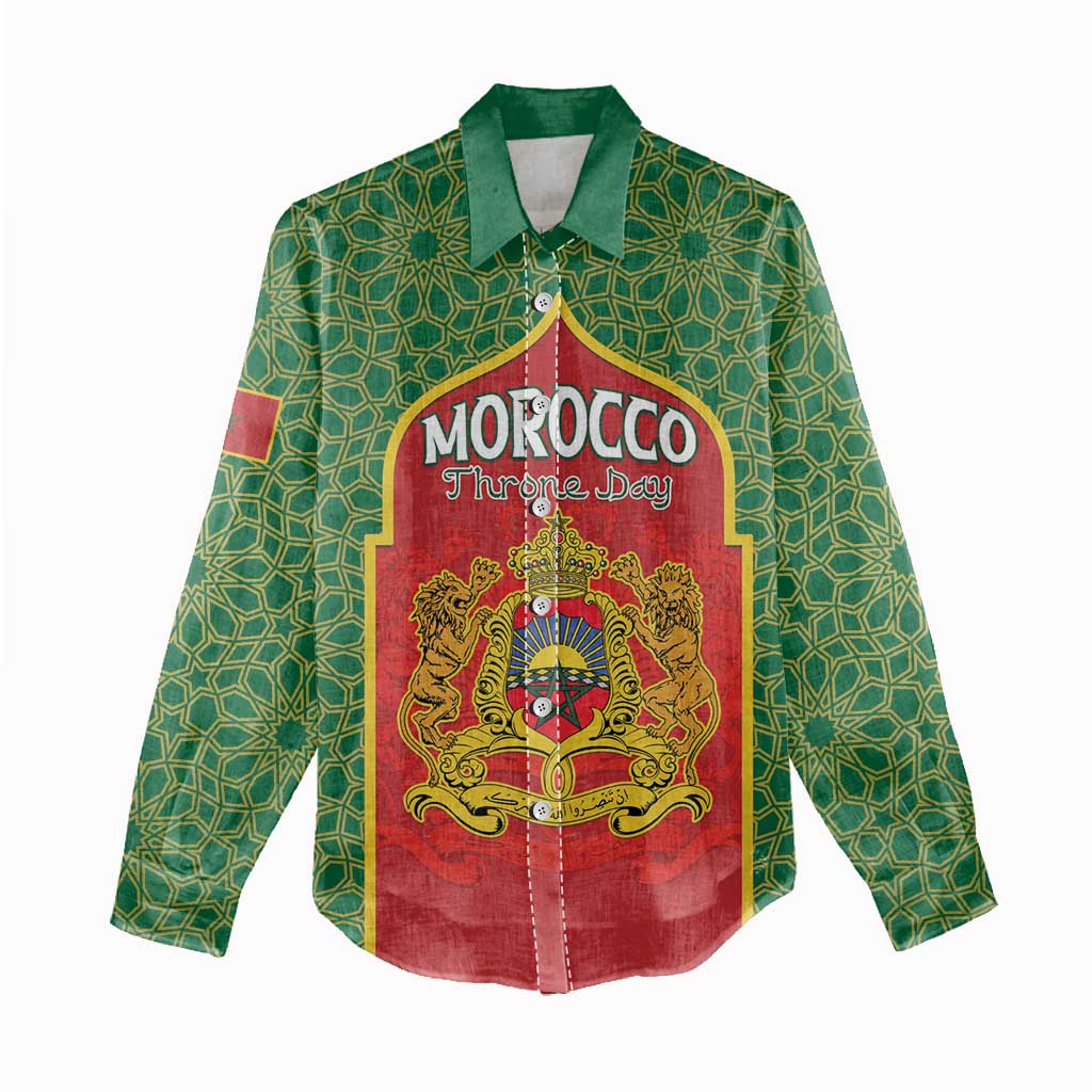 Personalized Morocco Throne Day Women Casual Shirt King Lion Coat Of Arms