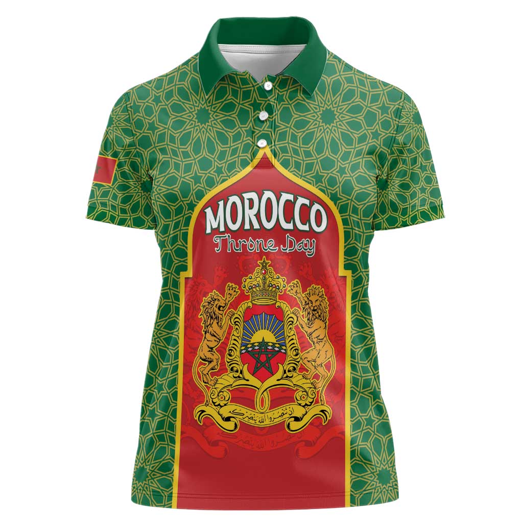Personalized Morocco Throne Day Women Polo Shirt King Lion Coat Of Arms