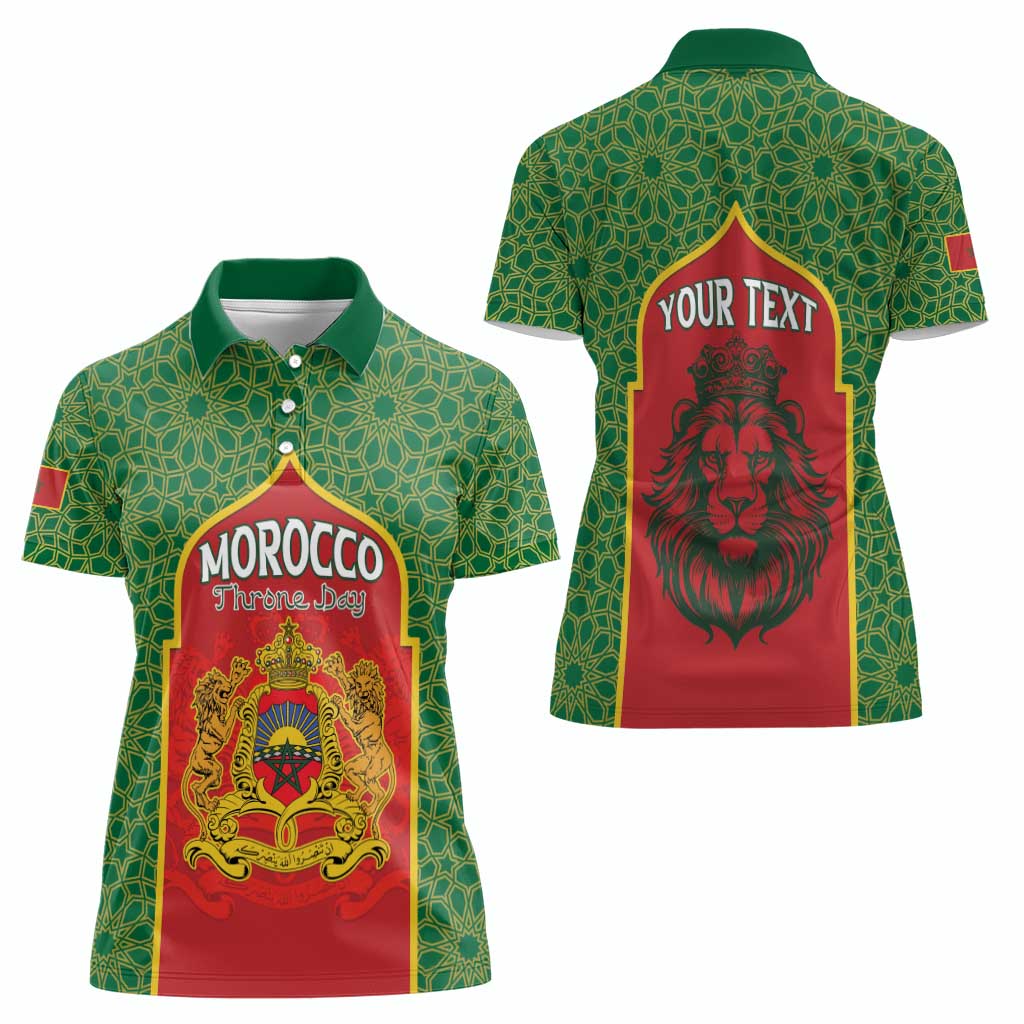 Personalized Morocco Throne Day Women Polo Shirt King Lion Coat Of Arms