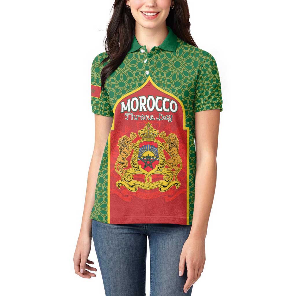 Personalized Morocco Throne Day Women Polo Shirt King Lion Coat Of Arms