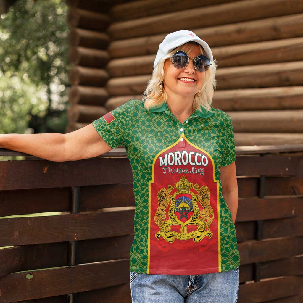 Personalized Morocco Throne Day Women Polo Shirt King Lion Coat Of Arms