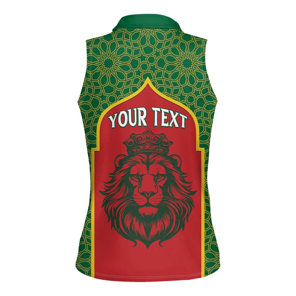 Personalized Morocco Throne Day Women Sleeveless Polo Shirt King Lion Coat Of Arms