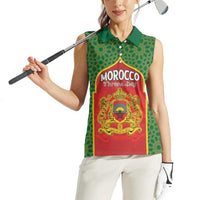 Personalized Morocco Throne Day Women Sleeveless Polo Shirt King Lion Coat Of Arms
