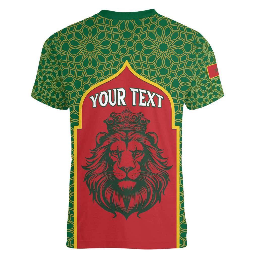 Personalized Morocco Throne Day Women V-Neck T-Shirt King Lion Coat Of Arms