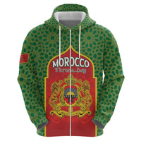 Personalized Morocco Throne Day Zip Hoodie King Lion Coat Of Arms