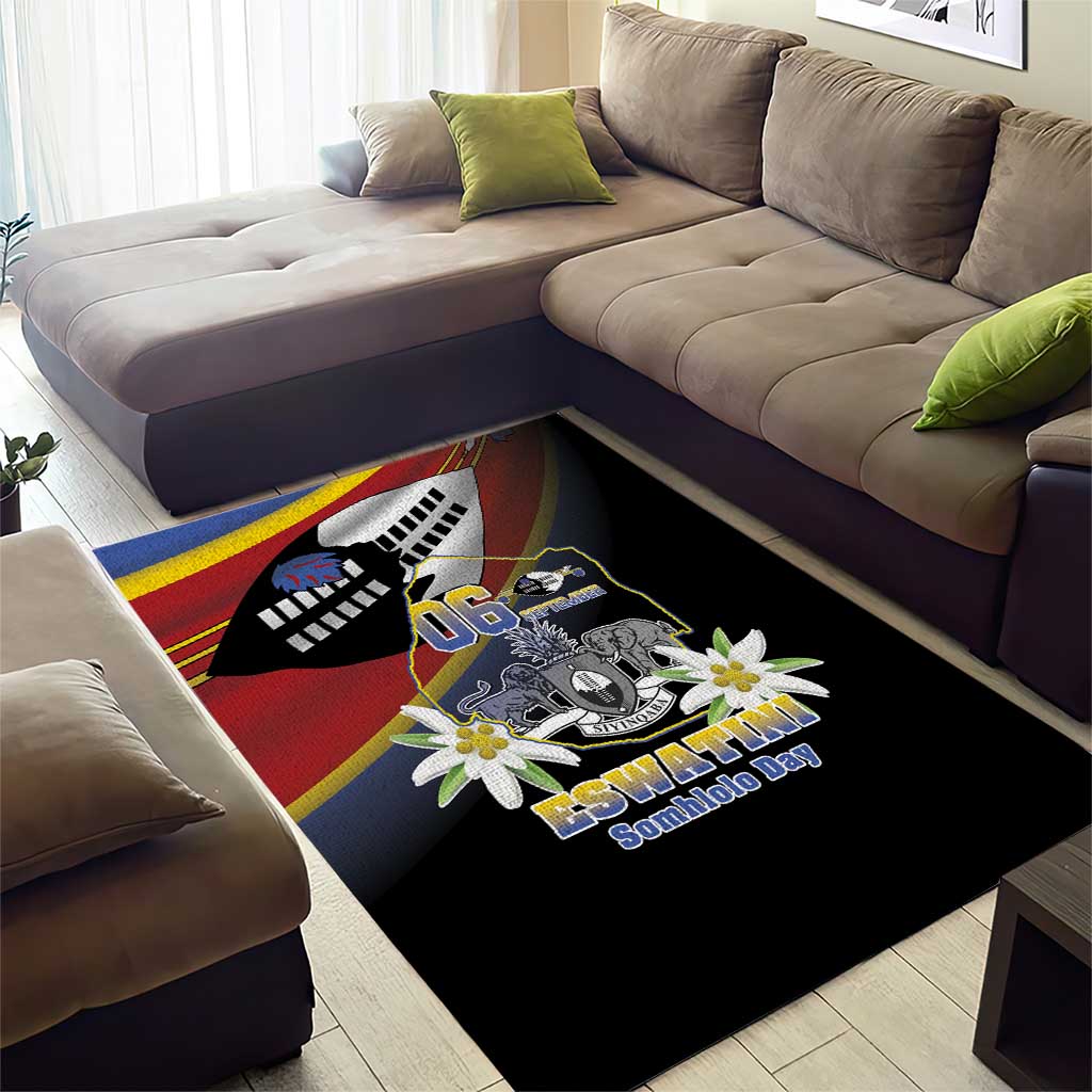 Eswatini Independece Day Area Rug Coat Of Arms With Map - Wonder Print Shop