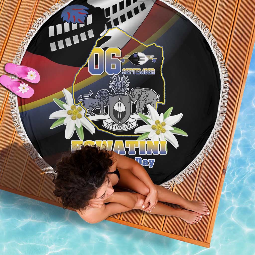 Eswatini Independece Day Beach Blanket Coat Of Arms With Map - Wonder Print Shop