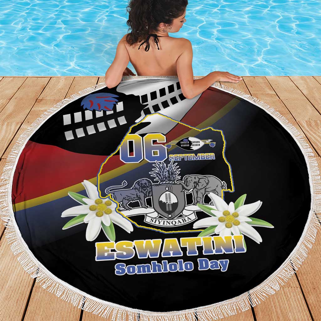 Eswatini Independece Day Beach Blanket Coat Of Arms With Map - Wonder Print Shop