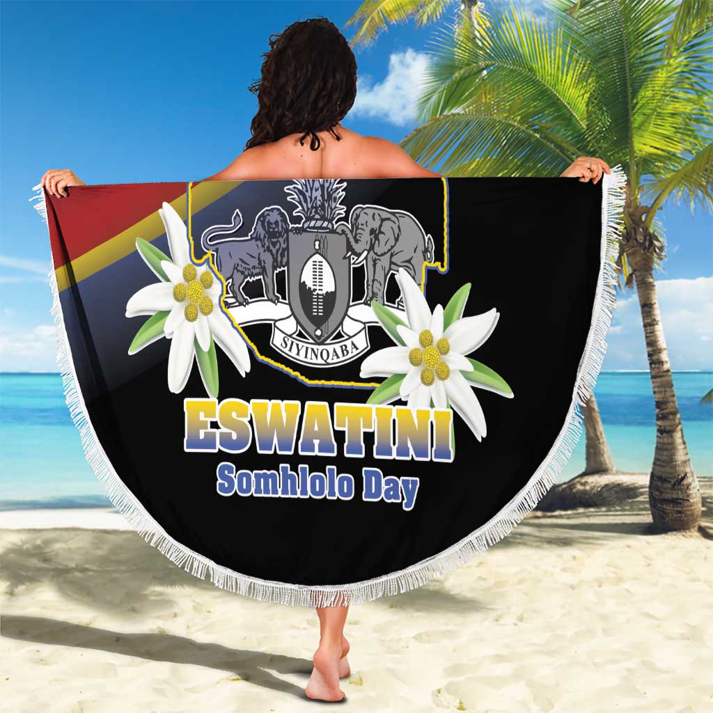Eswatini Independece Day Beach Blanket Coat Of Arms With Map - Wonder Print Shop