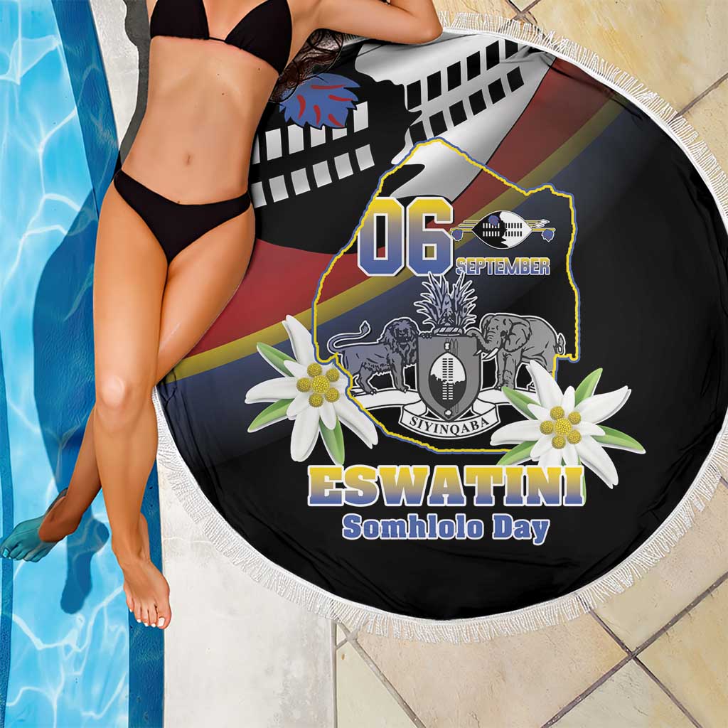 Eswatini Independece Day Beach Blanket Coat Of Arms With Map - Wonder Print Shop