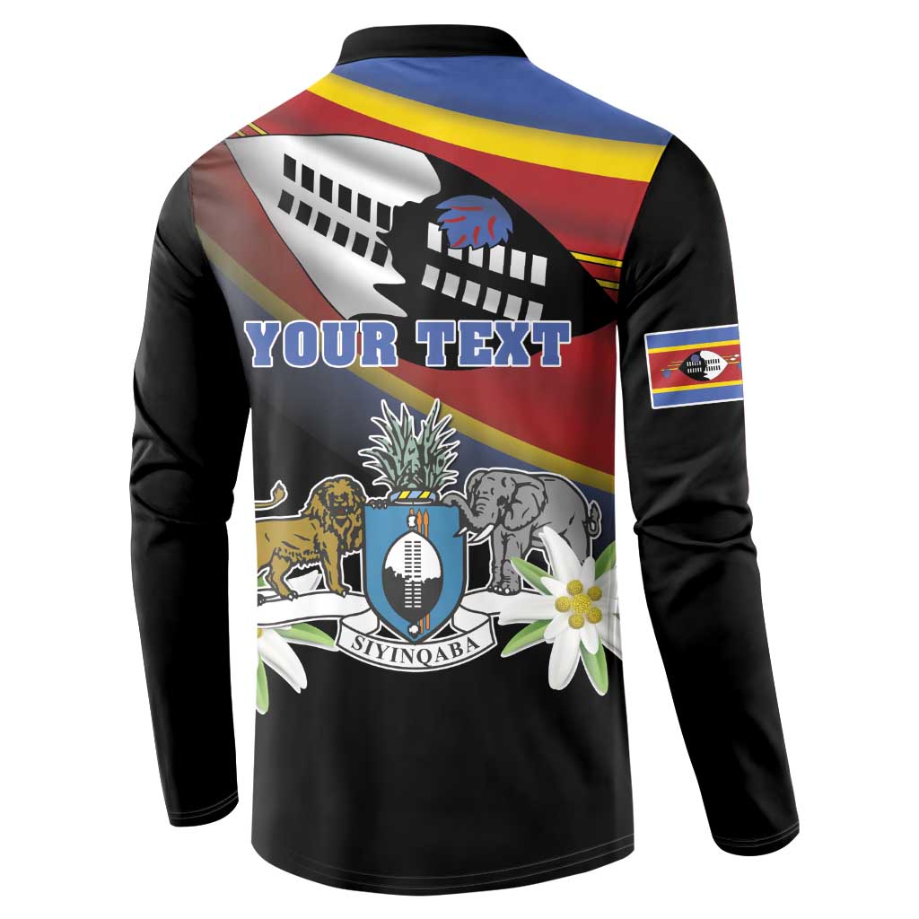 Personalized Eswatini Independece Day Button Sweatshirt Coat Of Arms With Map - Wonder Print Shop