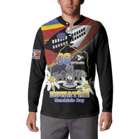 Personalized Eswatini Independece Day Button Sweatshirt Coat Of Arms With Map - Wonder Print Shop