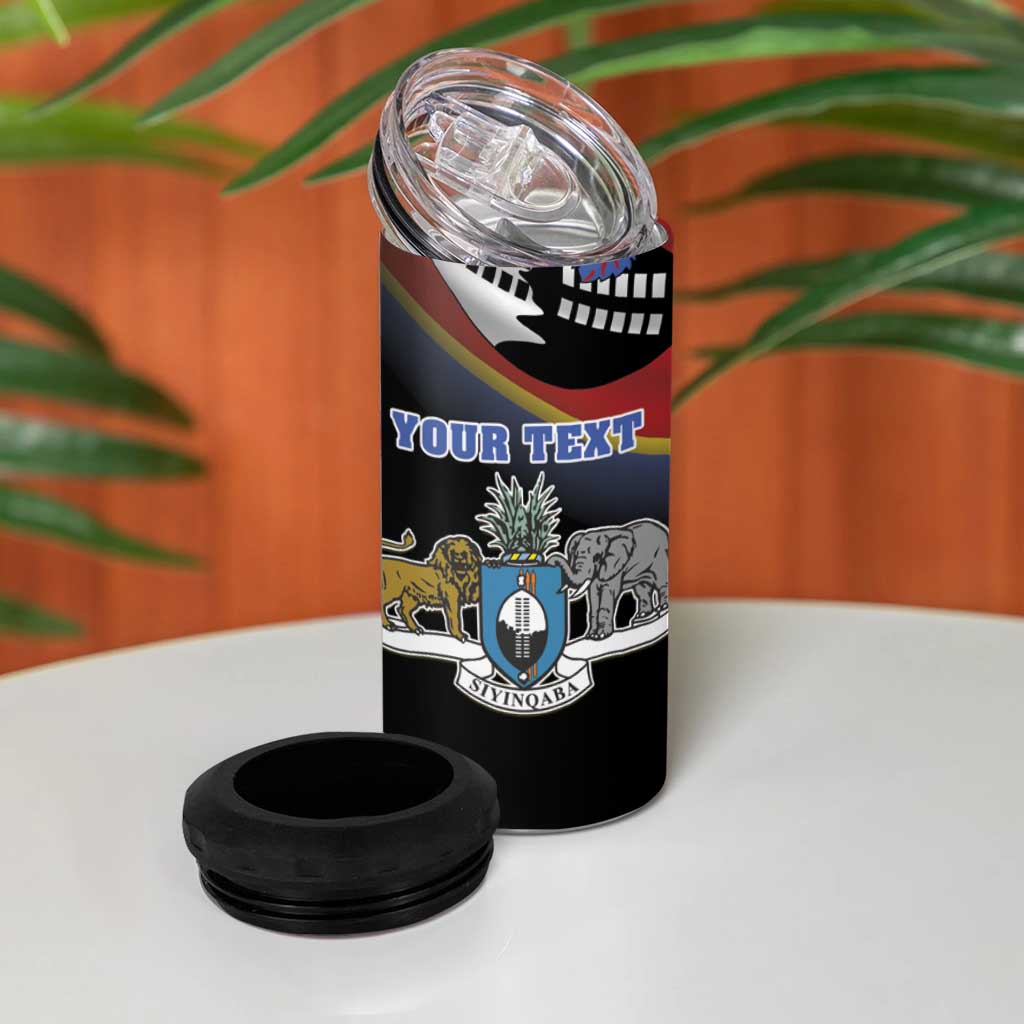 Personalized Eswatini Independece Day 4 in 1 Can Cooler Tumbler Coat Of Arms With Map - Wonder Print Shop