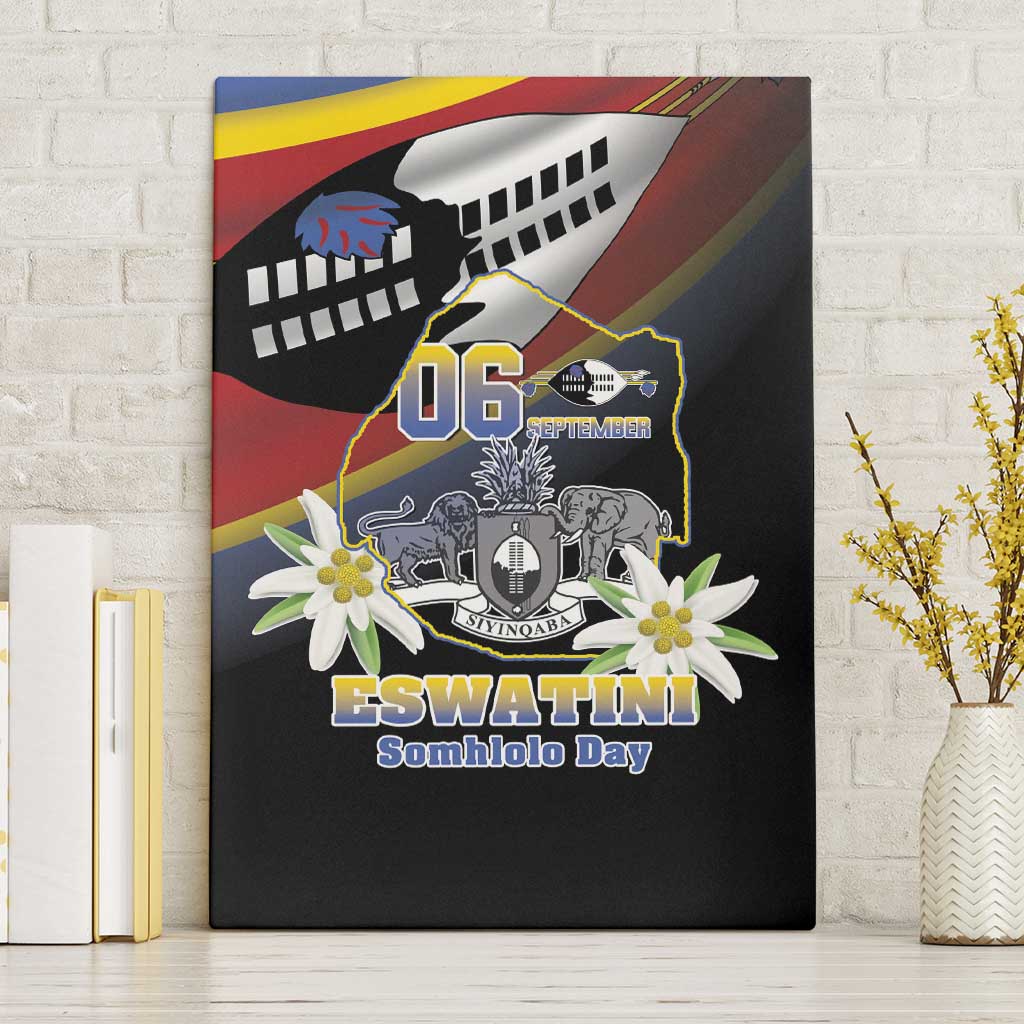Eswatini Independece Day Canvas Wall Art Coat Of Arms With Map - Wonder Print Shop