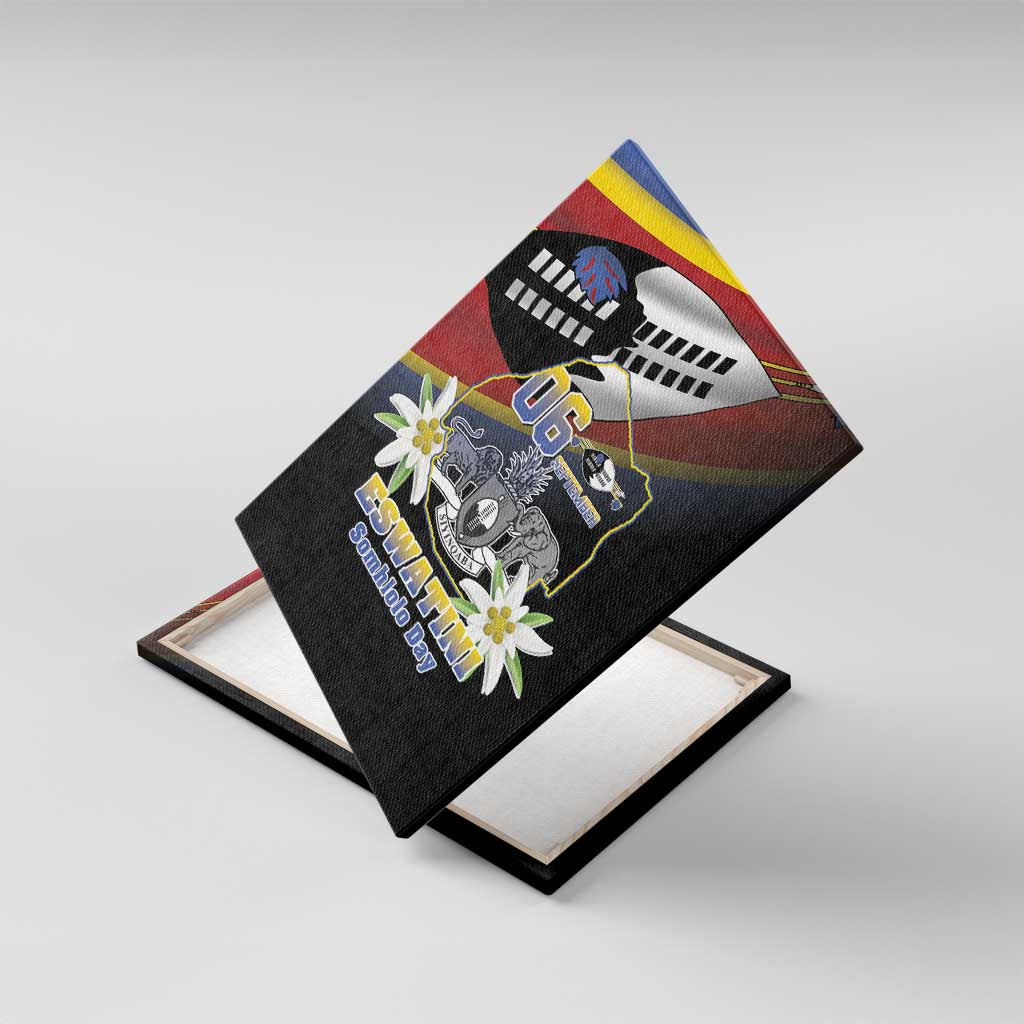 Eswatini Independece Day Canvas Wall Art Coat Of Arms With Map - Wonder Print Shop