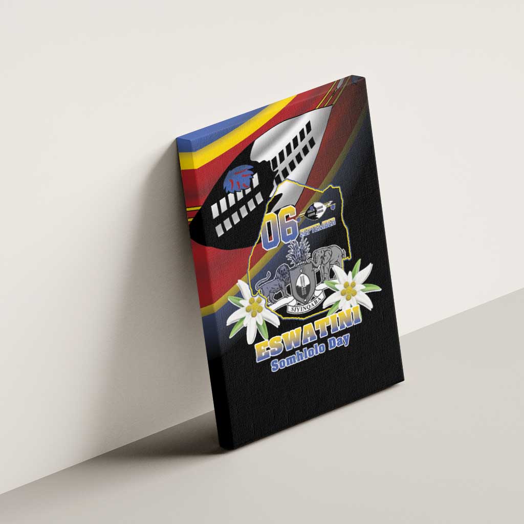 Eswatini Independece Day Canvas Wall Art Coat Of Arms With Map - Wonder Print Shop