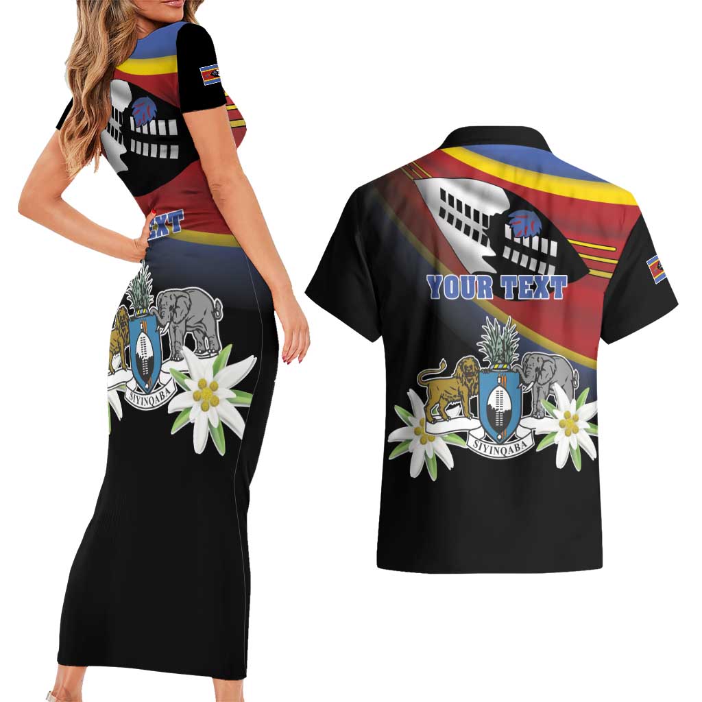 Personalized Eswatini Independece Day Couples Matching Short Sleeve Bodycon Dress and Hawaiian Shirt Coat Of Arms With Map - Wonder Print Shop