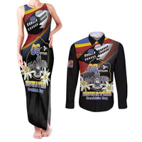 Personalized Eswatini Independece Day Couples Matching Tank Maxi Dress and Long Sleeve Button Shirt Coat Of Arms With Map - Wonder Print Shop