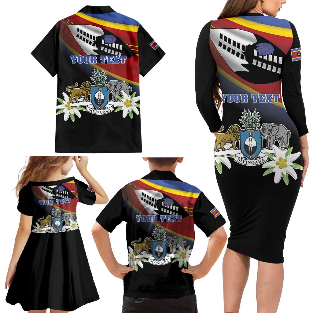 Personalized Eswatini Independece Day Family Matching Long Sleeve Bodycon Dress and Hawaiian Shirt Coat Of Arms With Map - Wonder Print Shop