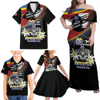 Personalized Eswatini Independece Day Family Matching Off Shoulder Maxi Dress and Hawaiian Shirt Coat Of Arms With Map - Wonder Print Shop