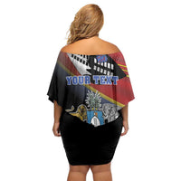 Personalized Eswatini Independece Day Family Matching Off Shoulder Short Dress and Hawaiian Shirt Coat Of Arms With Map - Wonder Print Shop