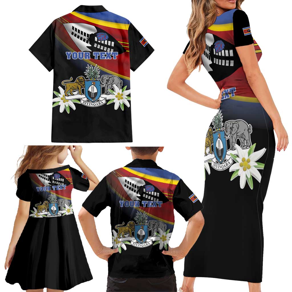 Personalized Eswatini Independece Day Family Matching Short Sleeve Bodycon Dress and Hawaiian Shirt Coat Of Arms With Map - Wonder Print Shop