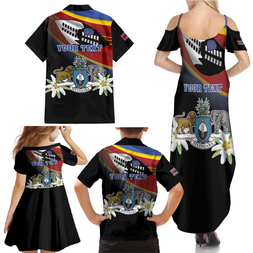 Personalized Eswatini Independece Day Family Matching Summer Maxi Dress and Hawaiian Shirt Coat Of Arms With Map - Wonder Print Shop