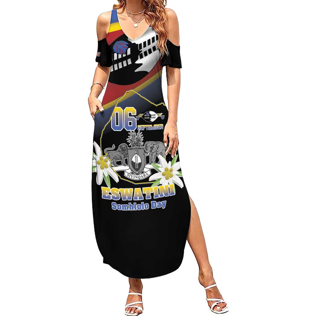 Personalized Eswatini Independece Day Family Matching Summer Maxi Dress and Hawaiian Shirt Coat Of Arms With Map - Wonder Print Shop