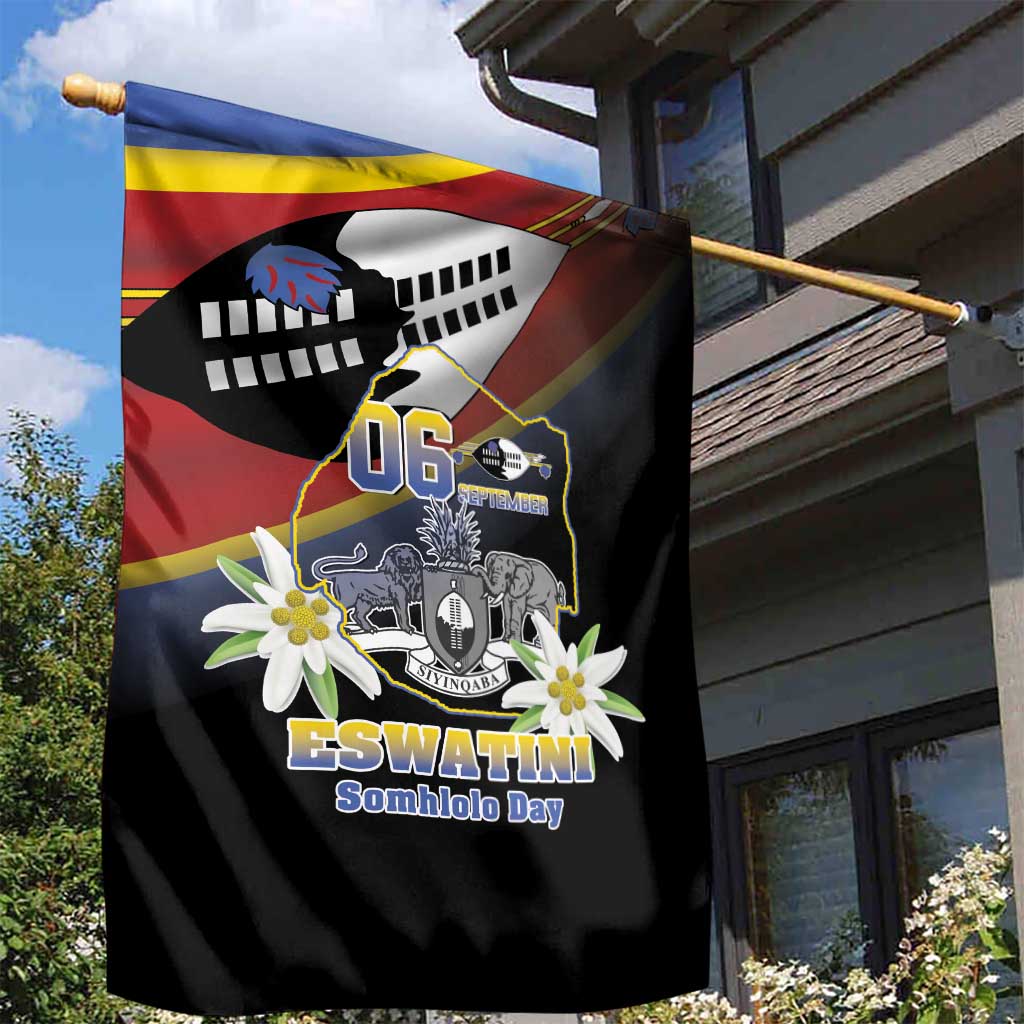 Eswatini Independece Day Garden Flag Coat Of Arms With Map - Wonder Print Shop