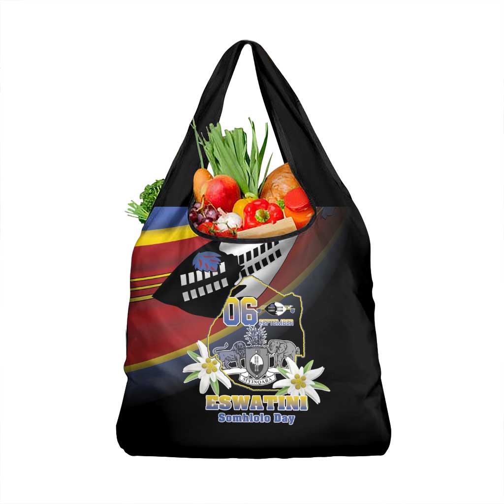 Eswatini Independece Day Grocery Bag Coat Of Arms With Map - Wonder Print Shop