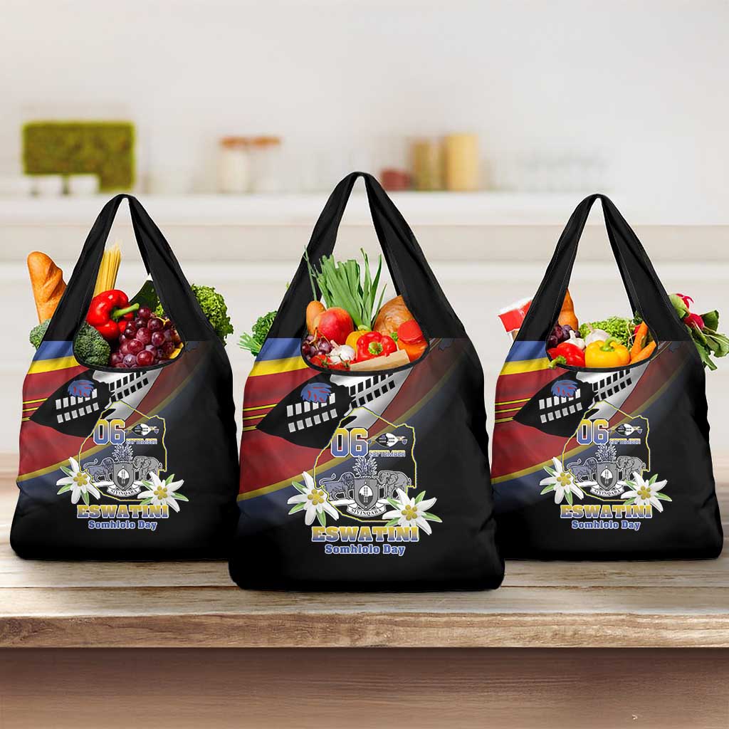 Eswatini Independece Day Grocery Bag Coat Of Arms With Map - Wonder Print Shop
