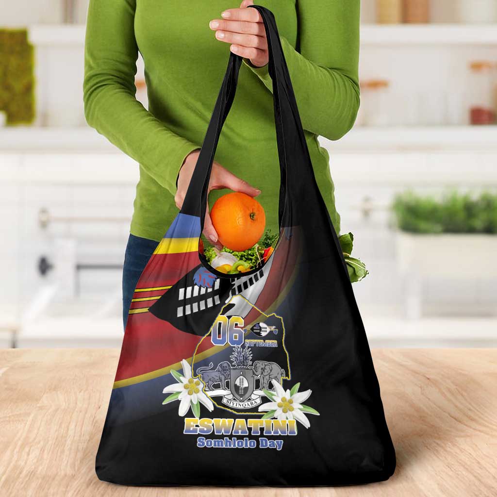 Eswatini Independece Day Grocery Bag Coat Of Arms With Map - Wonder Print Shop