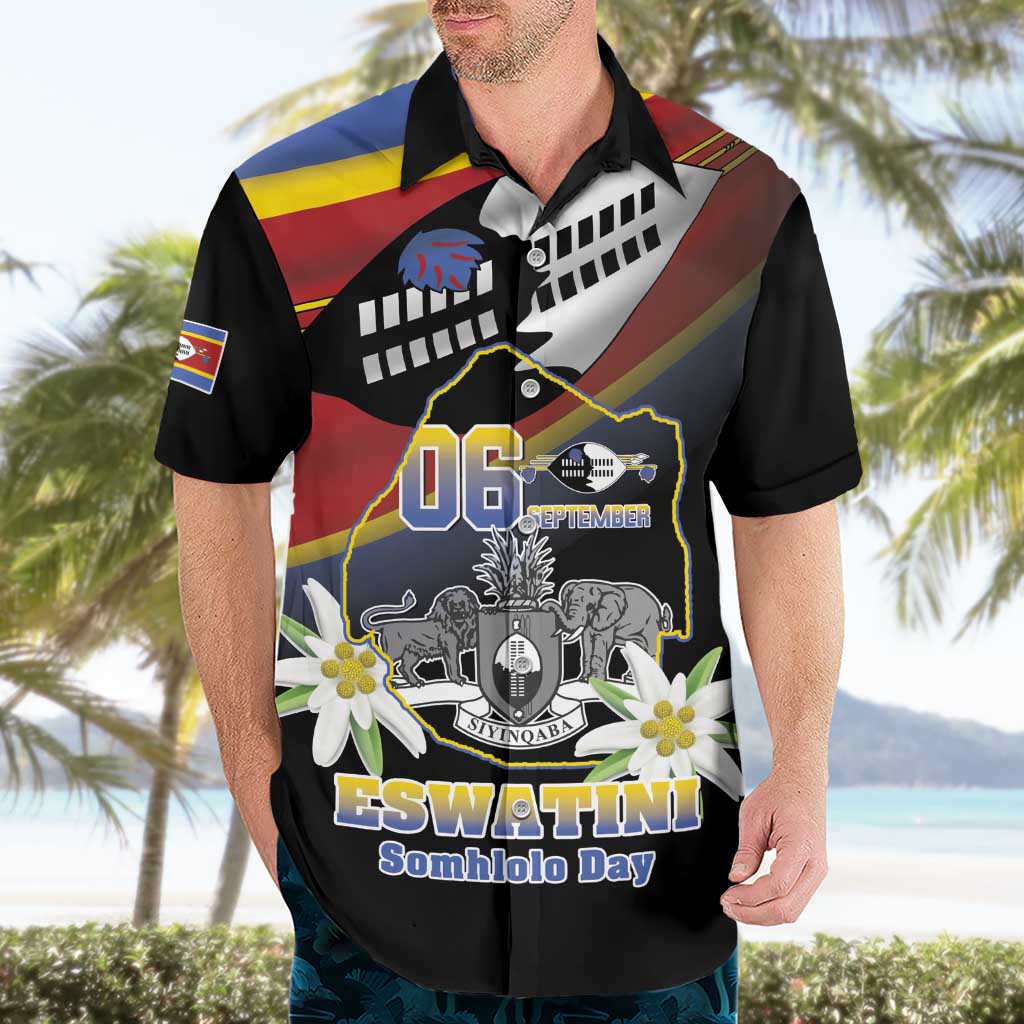 Personalized Eswatini Independece Day Hawaiian Shirt Coat Of Arms With Map - Wonder Print Shop