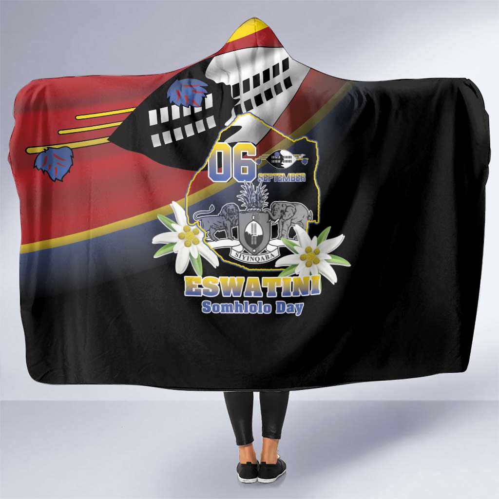Eswatini Independece Day Hooded Blanket Coat Of Arms With Map - Wonder Print Shop