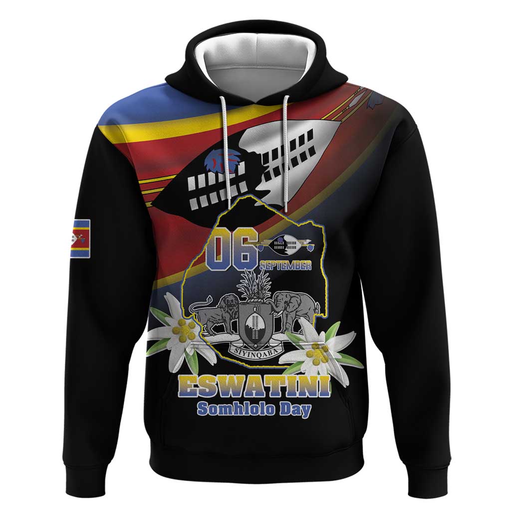 Personalized Eswatini Independece Day Hoodie Coat Of Arms With Map - Wonder Print Shop