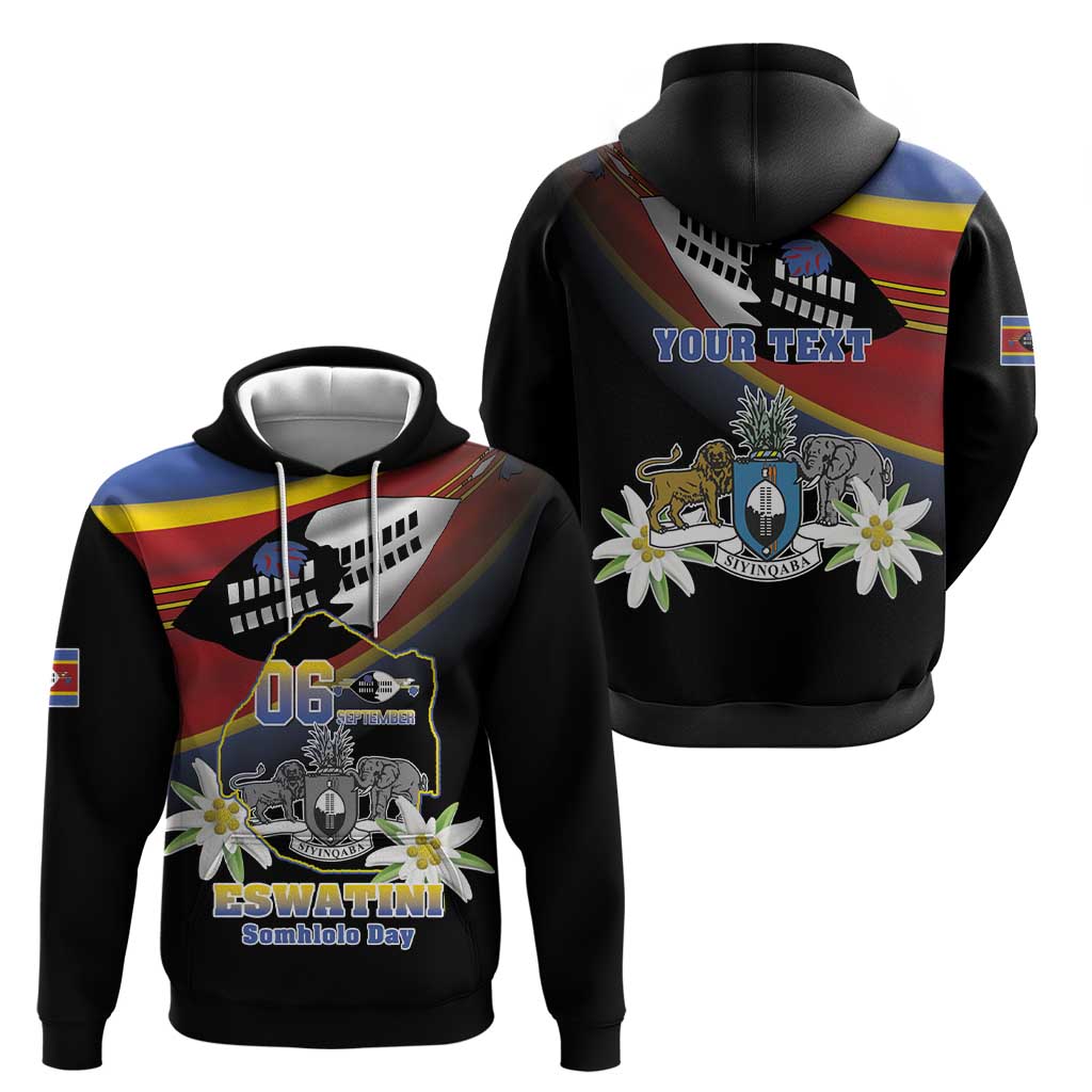 Personalized Eswatini Independece Day Hoodie Coat Of Arms With Map - Wonder Print Shop