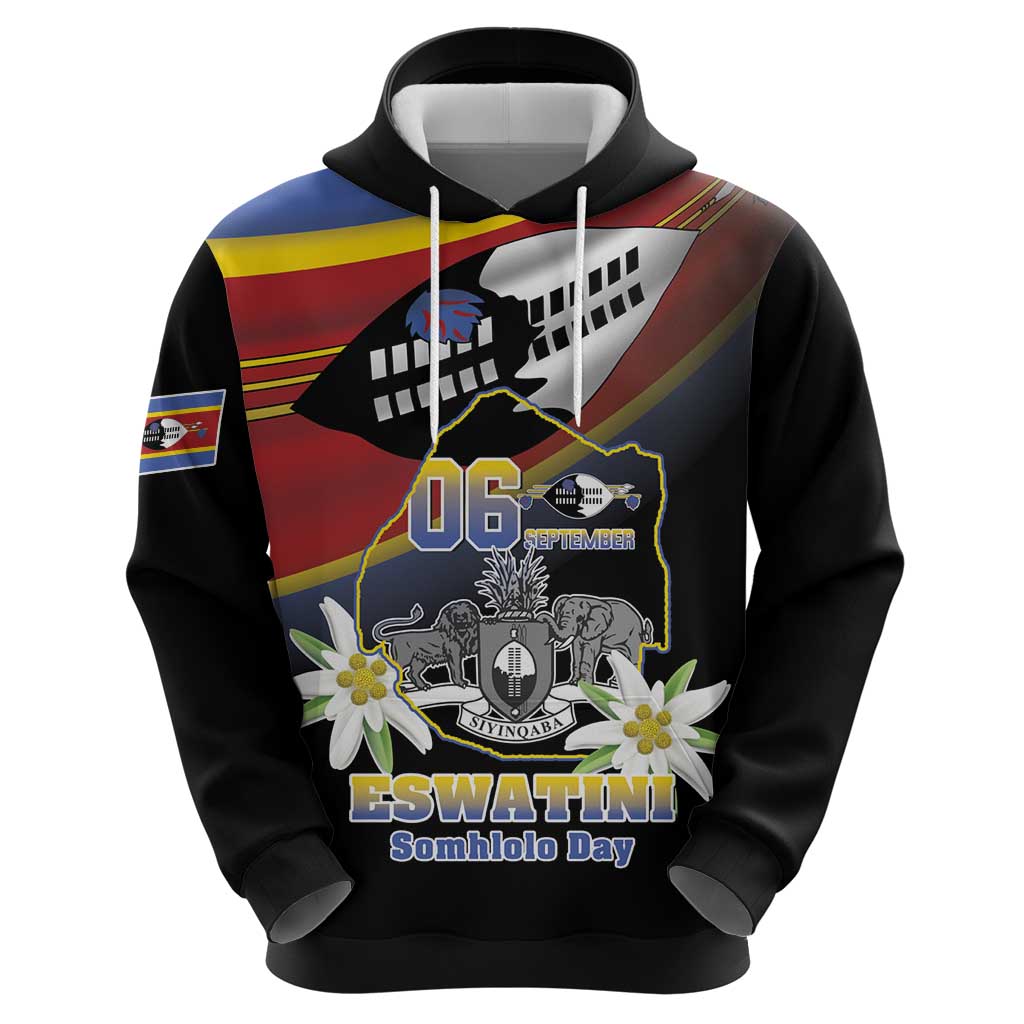 Personalized Eswatini Independece Day Hoodie Coat Of Arms With Map - Wonder Print Shop