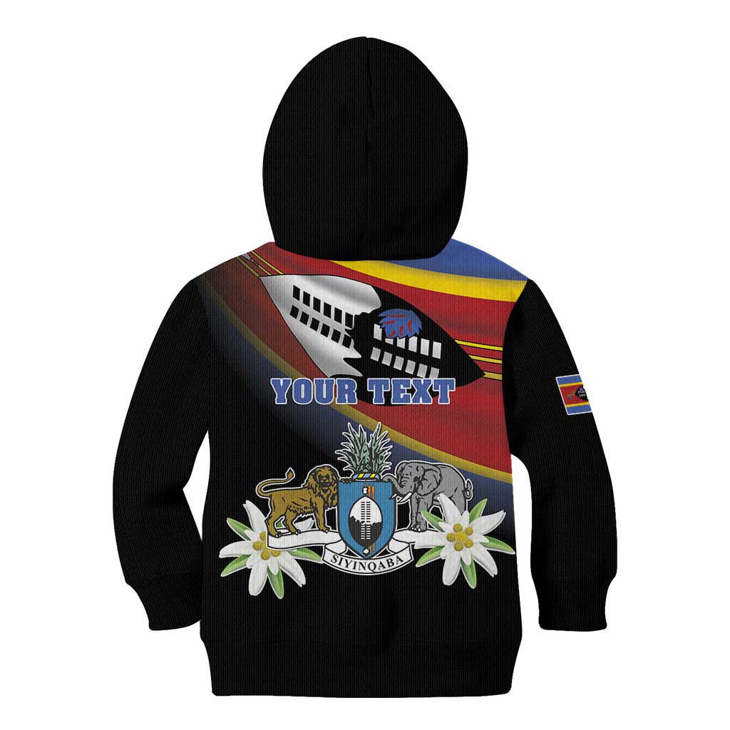 Personalized Eswatini Independece Day Kid Hoodie Coat Of Arms With Map - Wonder Print Shop