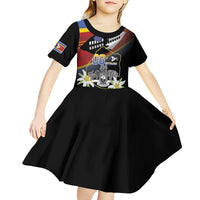 Personalized Eswatini Independece Day Kid Short Sleeve Dress Coat Of Arms With Map - Wonder Print Shop