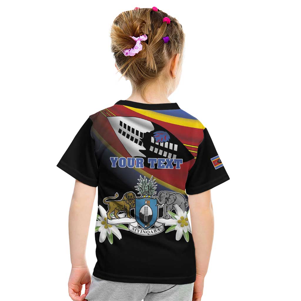 Personalized Eswatini Independece Day Kid T Shirt Coat Of Arms With Map - Wonder Print Shop