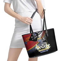 Eswatini Independece Day Leather Tote Bag Coat Of Arms With Map - Wonder Print Shop