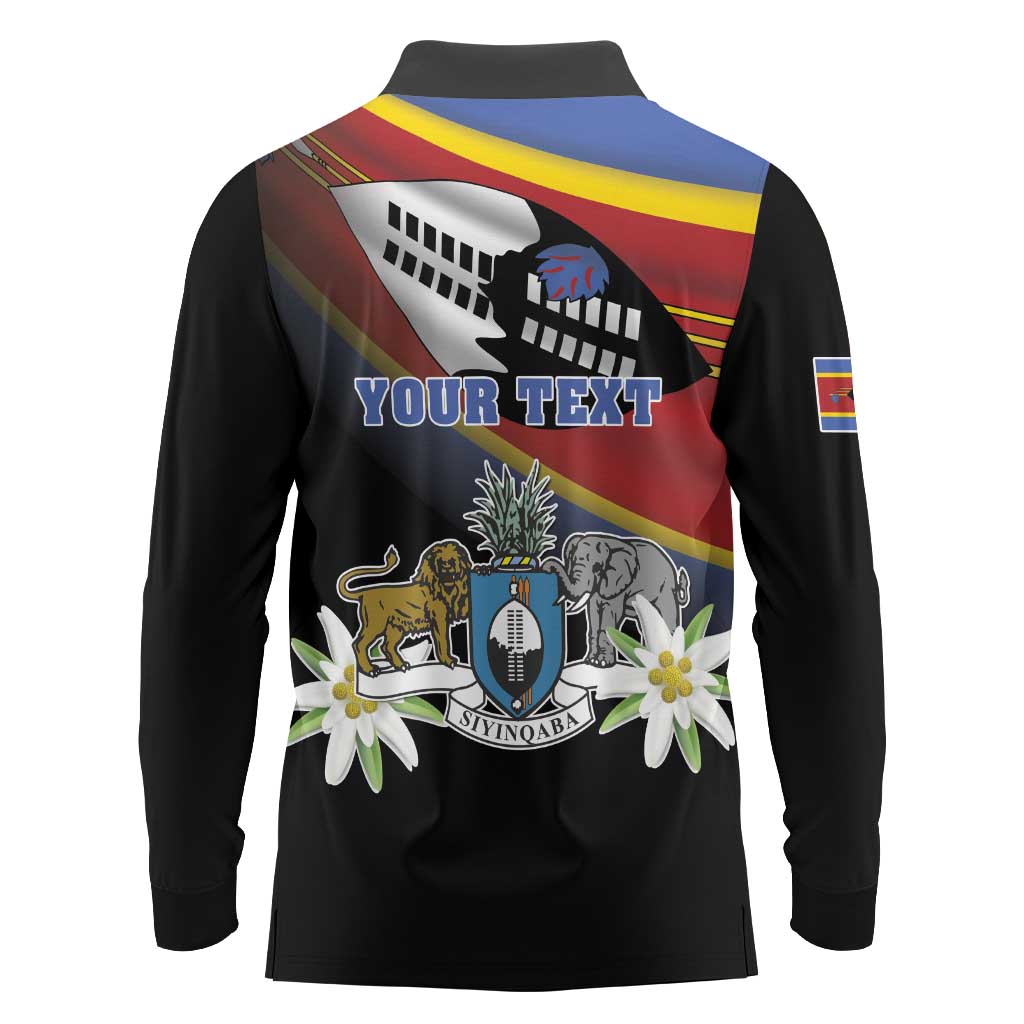 Personalized Eswatini Independece Day Long Sleeve Polo Shirt Coat Of Arms With Map - Wonder Print Shop