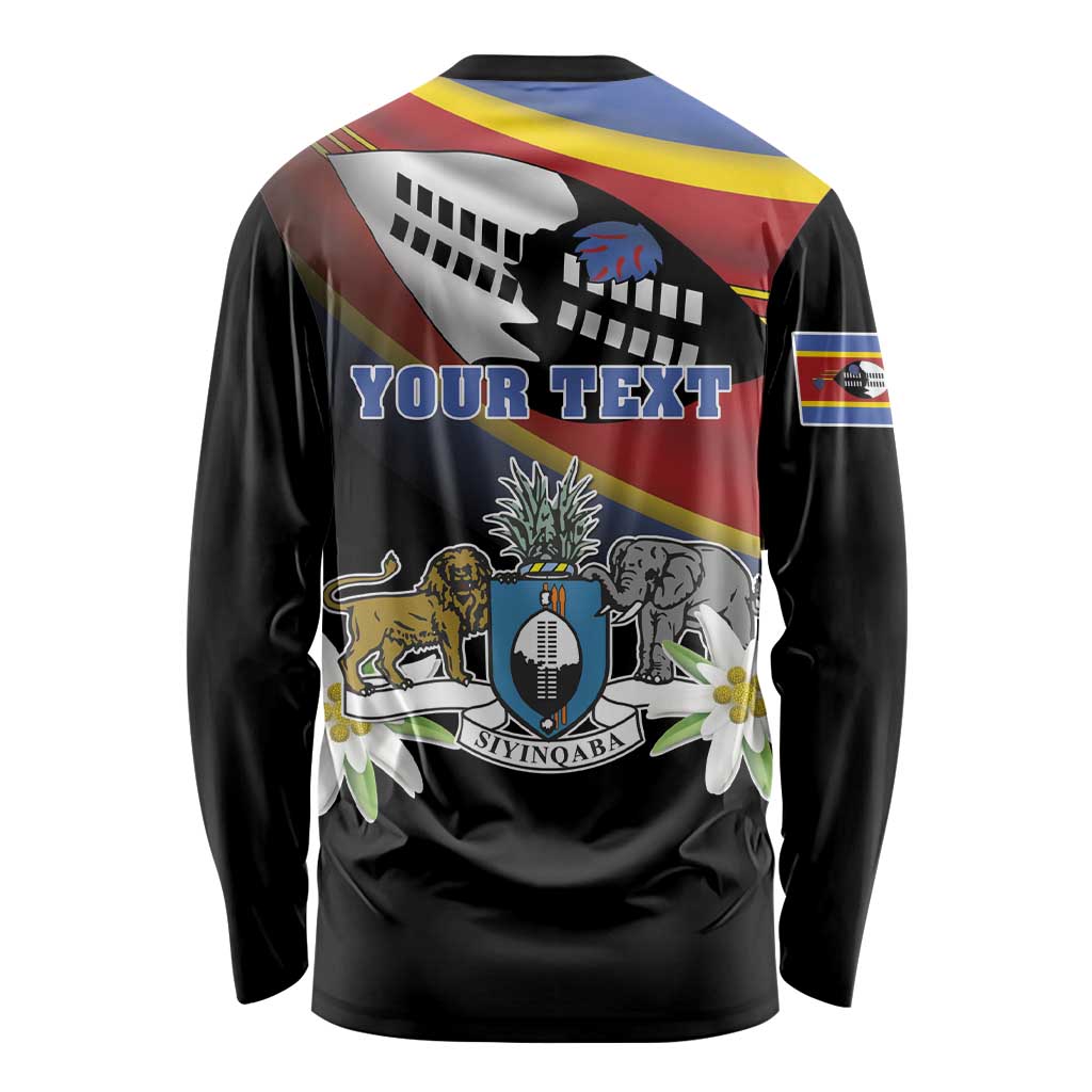 Personalized Eswatini Independece Day Long Sleeve Shirt Coat Of Arms With Map - Wonder Print Shop