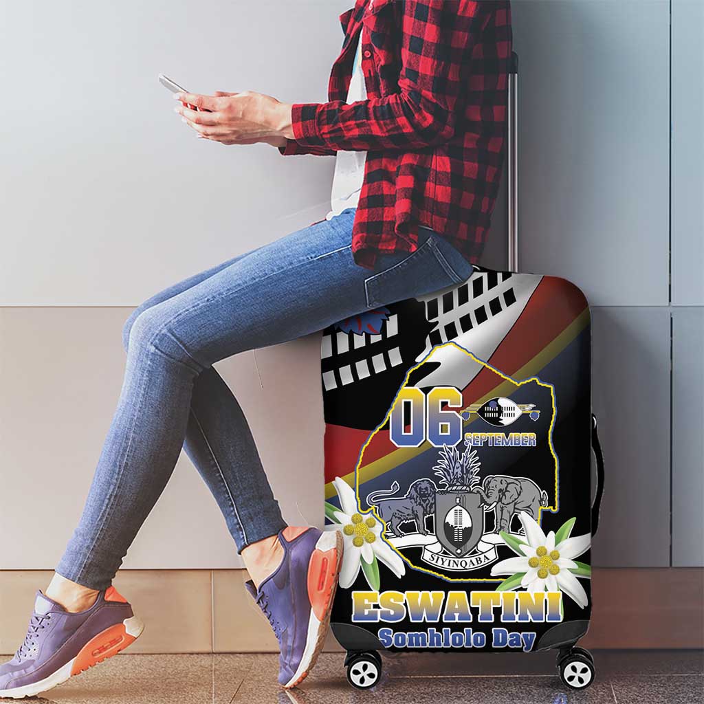 Eswatini Independece Day Luggage Cover Coat Of Arms With Map - Wonder Print Shop