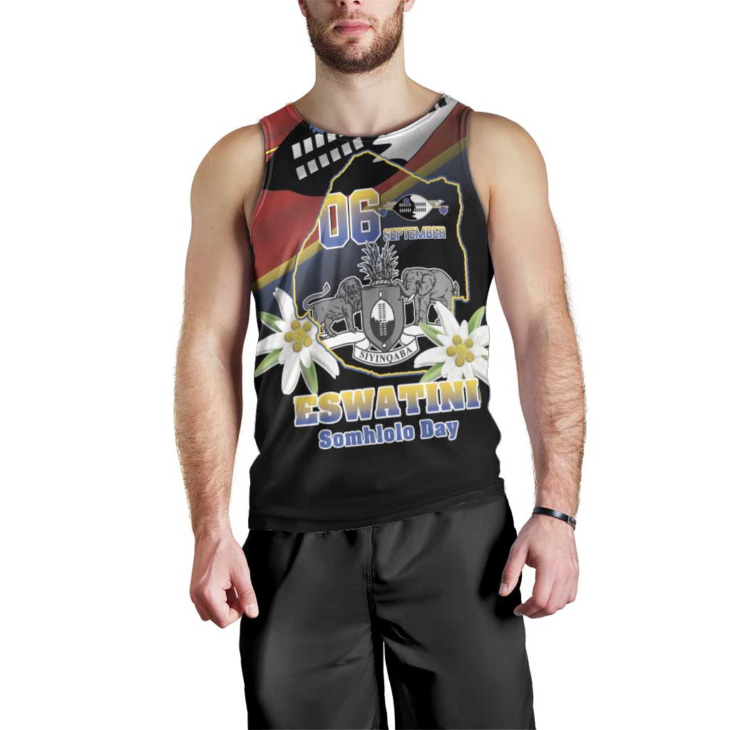 Personalized Eswatini Independece Day Men Tank Top Coat Of Arms With Map - Wonder Print Shop